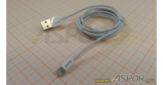 Кабель ASPOR A106, lightning USB,  белый