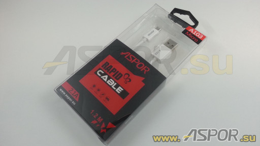 Кабель ASPOR A103, micro USB, белый
