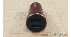 Автомобильное зарядное ASPOR A918, USB, красный
