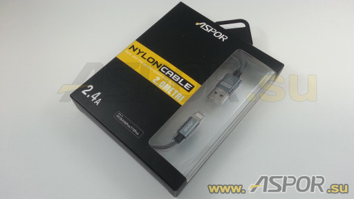 Кабель ASPOR A128, lightning USB, серый