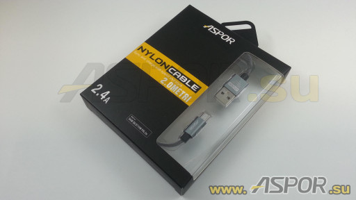Кабель ASPOR A127, micro USB, серый