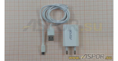 Зарядное устройство ASPOR A821, USB + кабель micro USB