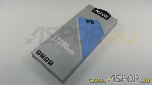 Внешний аккумулятор ASPOR A386 (Power Bank), голубой