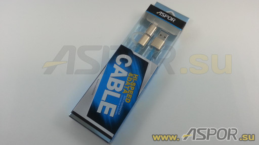 Кабель ASPOR A113, lightning и micro USB, голубой/золото