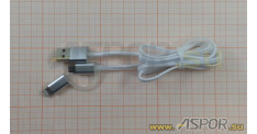 Кабель ASPOR A113, lightning и micro USB, серебро