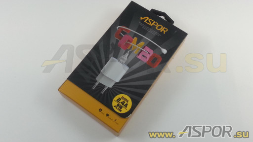 Зарядное устройство ASPOR A818 Plus, USB + кабель Lightning