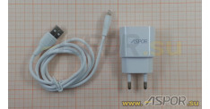 Зарядное устройство ASPOR A818 Plus, USB + кабель Lightning