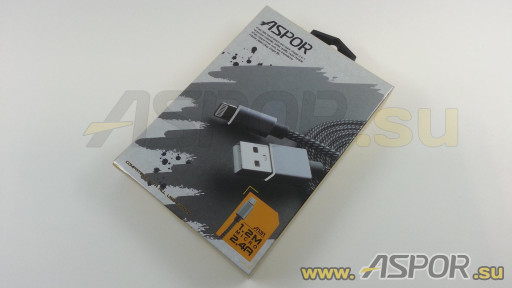 Кабель ASPOR A131, micro USB, серый, 1.2м