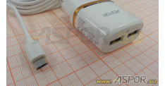 Зарядное устройство ASPOR A828, USB + кабель micro USB