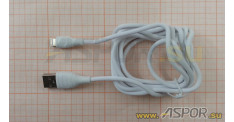 Кабель ASPOR AC-02 Plus, lightning USB, 2m, белый
