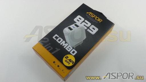 Зарядное устройство ASPOR A829, USB + кабель Lightning