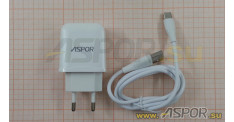 Зарядное устройство ASPOR A829, USB + кабель Type -C