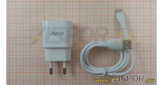 Зарядное устройство ASPOR A818, USB + кабель Lightning