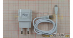 Зарядное устройство ASPOR A818, USB + кабель USB - micro USB