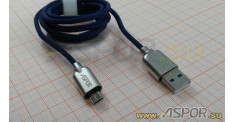 Кабель ASPOR A116, micro USB, синий