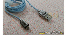 Кабель ASPOR A116, micro USB, голубой