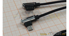 Кабель ASPOR A118, micro USB, черный/серебро
