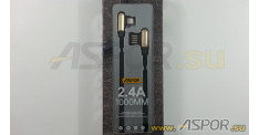 Кабель ASPOR A119, lightning USB,черный/золото