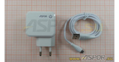 Зарядное устройство ASPOR A830, USB + кабель micro