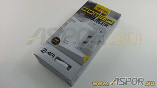 Зарядное устройство ASPOR A830, USB + кабель Lightning