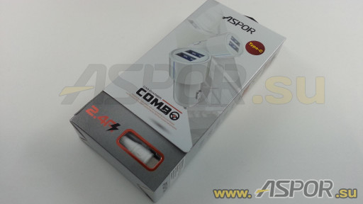 Автомобильное зарядное ASPOR A905, USB + кабель Type-C