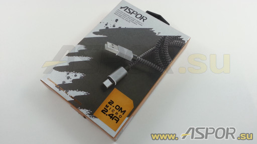 Кабель ASPOR A131L, micro USB, серый, 2m