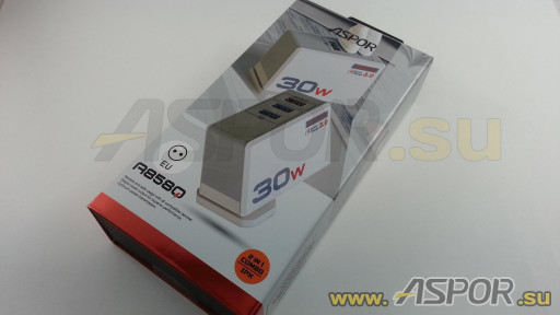 Зарядное устройство ASPOR A858Q, USB + быстрая зарядка + кабель Lightning