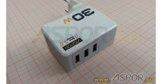 Зарядное устройство ASPOR A858Q, USB + быстрая зарядка + кабель micro USB