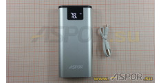 Внешний аккумулятор ASPOR A378 (Power Bank),  серебро