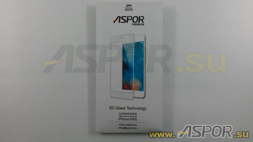 Защитное стекло Aspor 6D (Gorilla Glass ) для телефона iPhone 6/6S (4,7"), белое