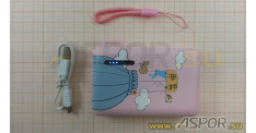Внешний аккумулятор ASPOR A358 (Power Bank), розовый с рисунком