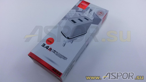 Зарядное устройство ASPOR A833, USB + кабель USB - micro USB