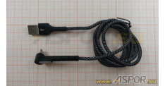 Кабель ASPOR A185 micro USB, черный/серебро
