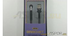 Кабель ASPOR A186, lightning USB, черный/серебро