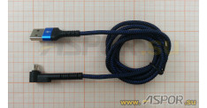 Кабель ASPOR A185 micro USB, черный/синий