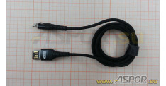 Кабель ASPOR A179, lightning USB, черный