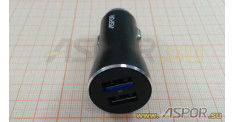 Автомобильное зарядное ASPOR A918, USB  + кабель USB - Lightning, черный